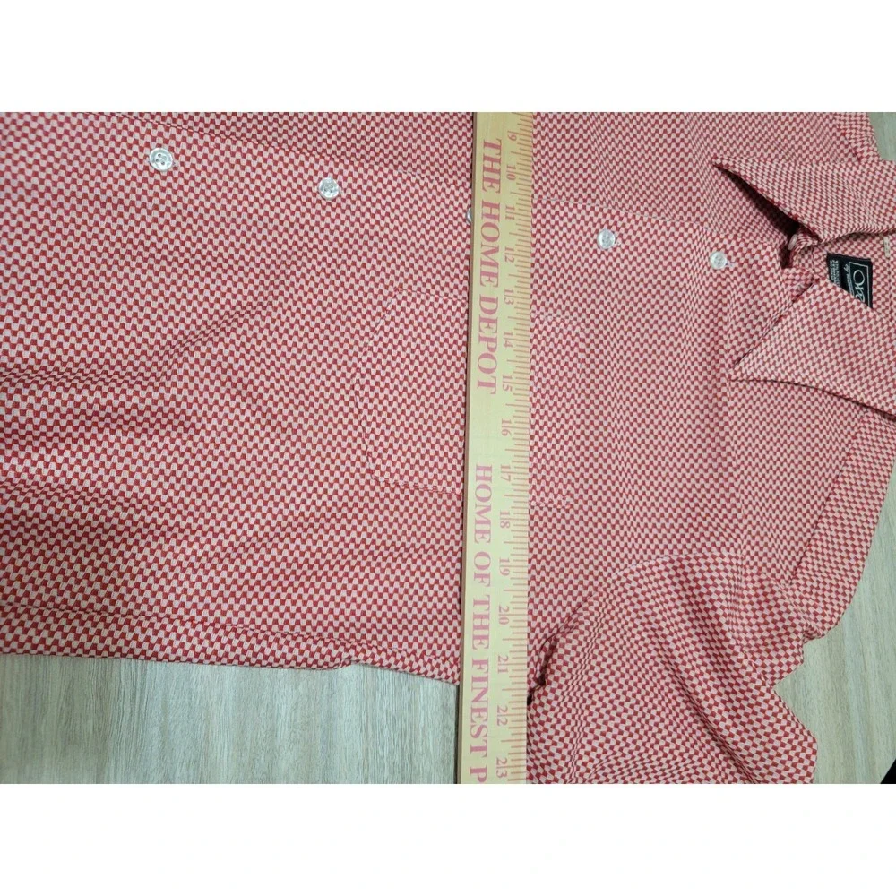 William Gary Vtg 70s Red & White Geometic Checkerboard Boho Disco Luxury Shirt - Picture 7 of 9